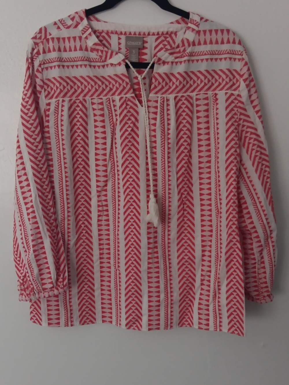 Chico's Bohemian Geometric Stripe Printed  Top #3811